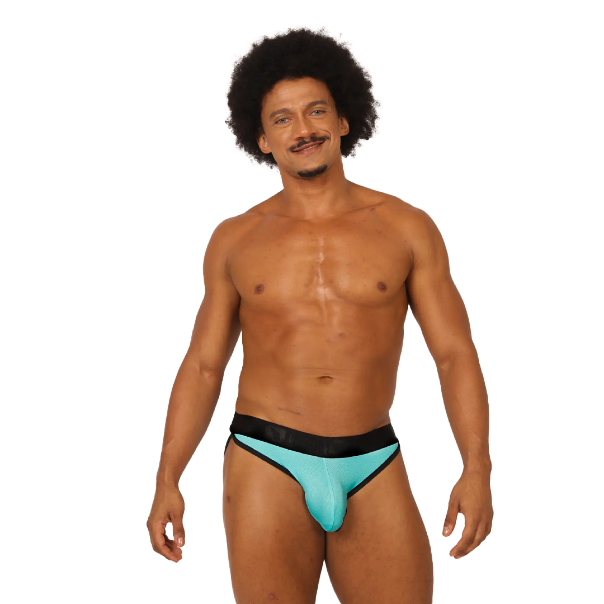 Gigo Cool Blue Brief athletic brief in turquoise and black with sleek form-fitting design for active use