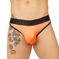 Orange mesh briefs with black embossed ngio waistband from gigo cool orange brief collection