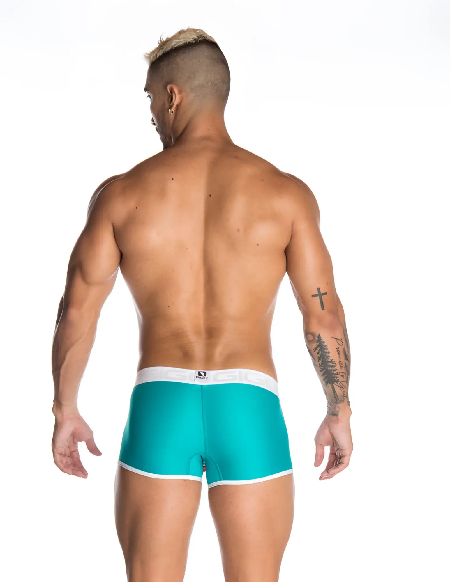 Teal and white Gigo CUSTOK blue short boxer underwear G02136 size L with minimalist design and comfortable fit