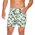 Gigo Dynasty green short swim trunks with green and white floral pattern ideal for beachwear and swimming