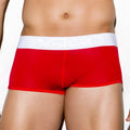 Red briefs maternity boxer underwear with white elastic waistband embossed with brand name gio size m