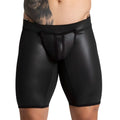 Gigo f fetish black trunk long shiny black faux leather briefs with sleek form-fitting design and reinforced seams