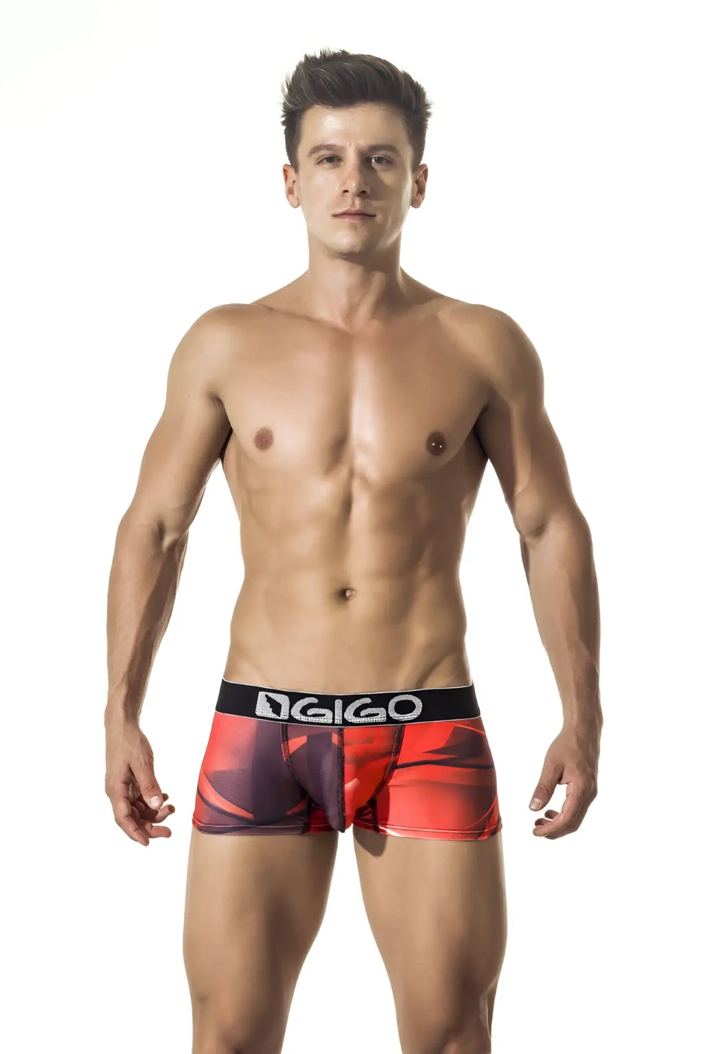 Red and black patterned gigo fast short boxer underwear g02003 size l with sleek modern design for comfortable wear