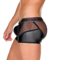 Black patent leather and mesh briefs with get branded waistband from gigo fetish black trunk collection