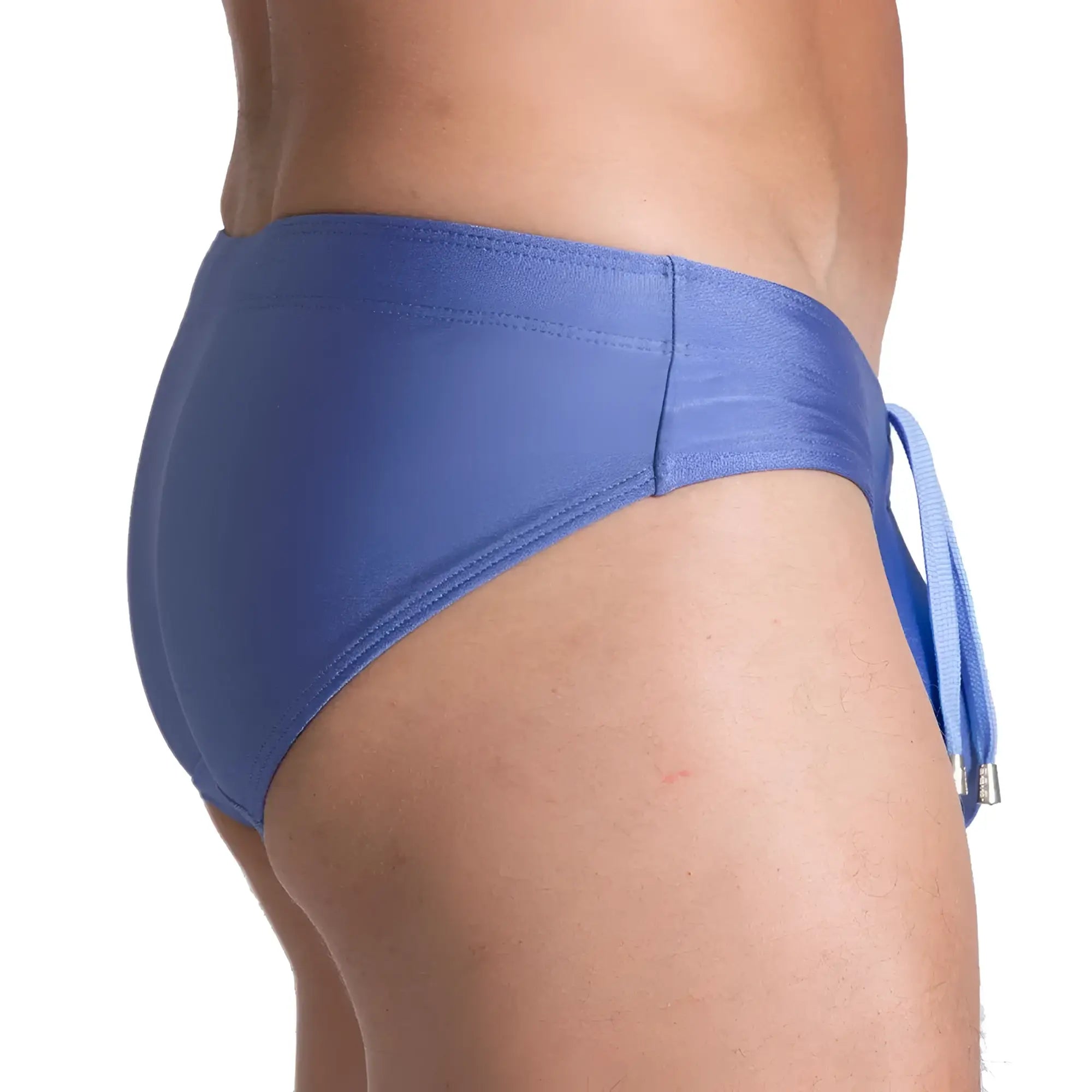 Gigo flashing blue swim brief made of blue swim trunks with a drawstring waistband for swimming and beachwear