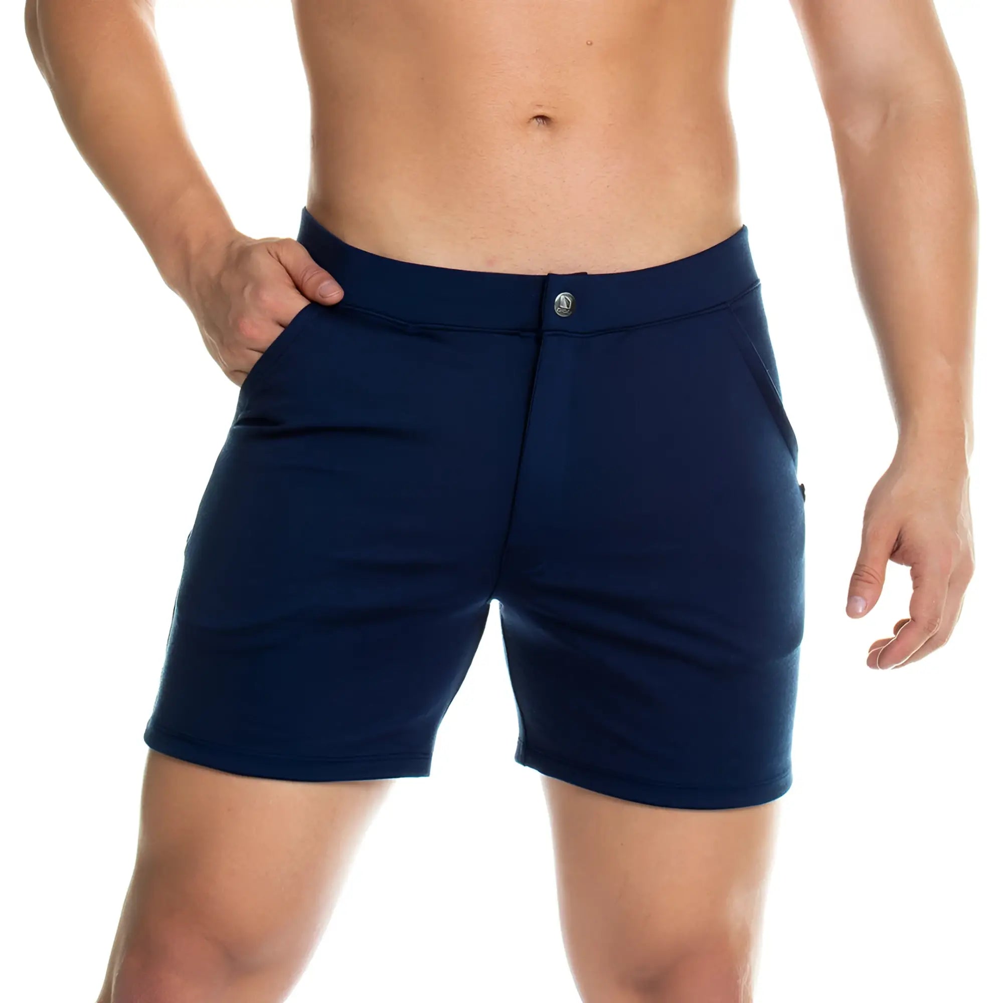 Navy blue athletic shorts gigo formal blue short with fitted waistband and side pockets for casual and active wear