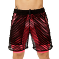 Gigo fresh fuchsia short black mesh shorts with vibrant pink inner lining and matching drawstring waistband