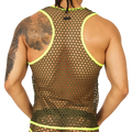 Neon yellow-trimmed olive green mesh tank top gigo fresh yellow tank with breathable fabric and vibrant accents