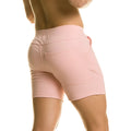 Pink athletic shorts with fitted waistband and side pockets designed for comfort and active wear by gigo infaltable