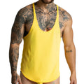 Gigo lemon yellow tank mesh tank top with scoop neckline and thin shoulder straps in bright yellow color