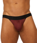 Maroon and black gigo mix wine jockstrap with textured breathable fabric designed for athletic wear