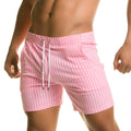 Gigo naval pink beachwear pink and white striped swim trunks with drawstring waistband for beachwear