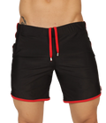 Black swim trunks gigo nice beachwear with red trim and drawstring ideal for beach and pool use