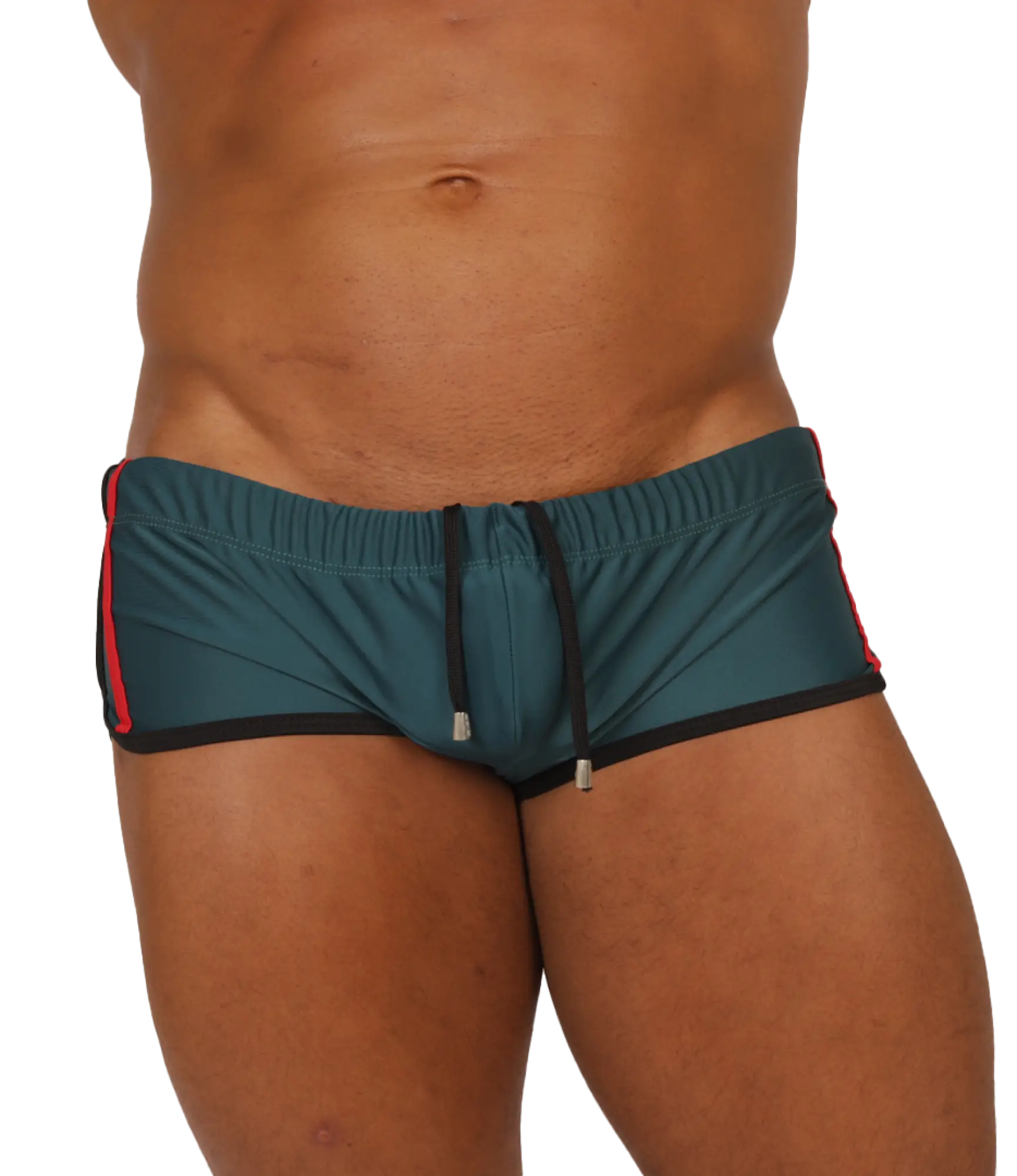 Gigo nice green swim trunk teal with red and black trim featuring a drawstring waistband for swim use