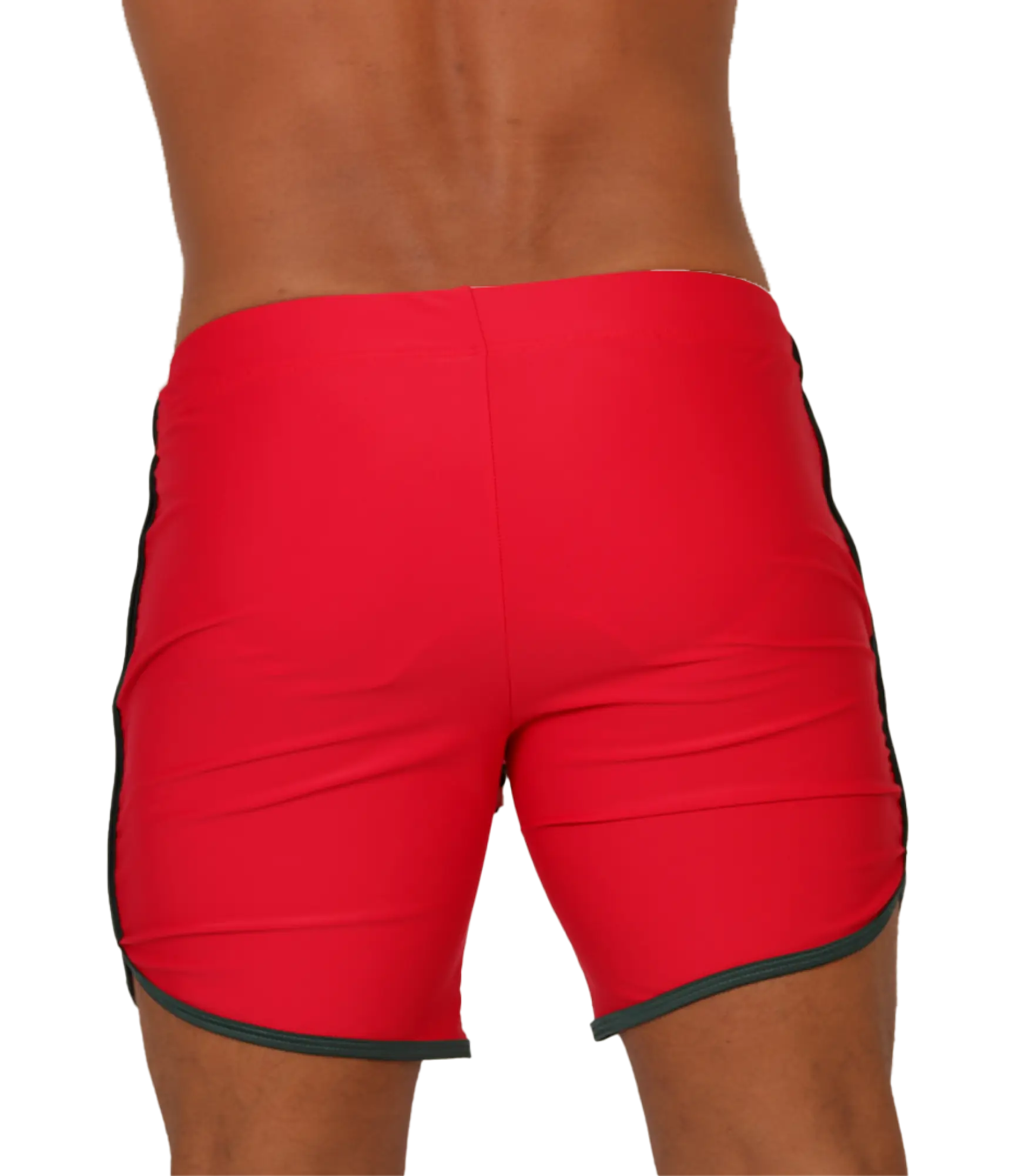 Gigo nice red beachwear athletic shorts with black side stripes and hem trim for casual and sports use