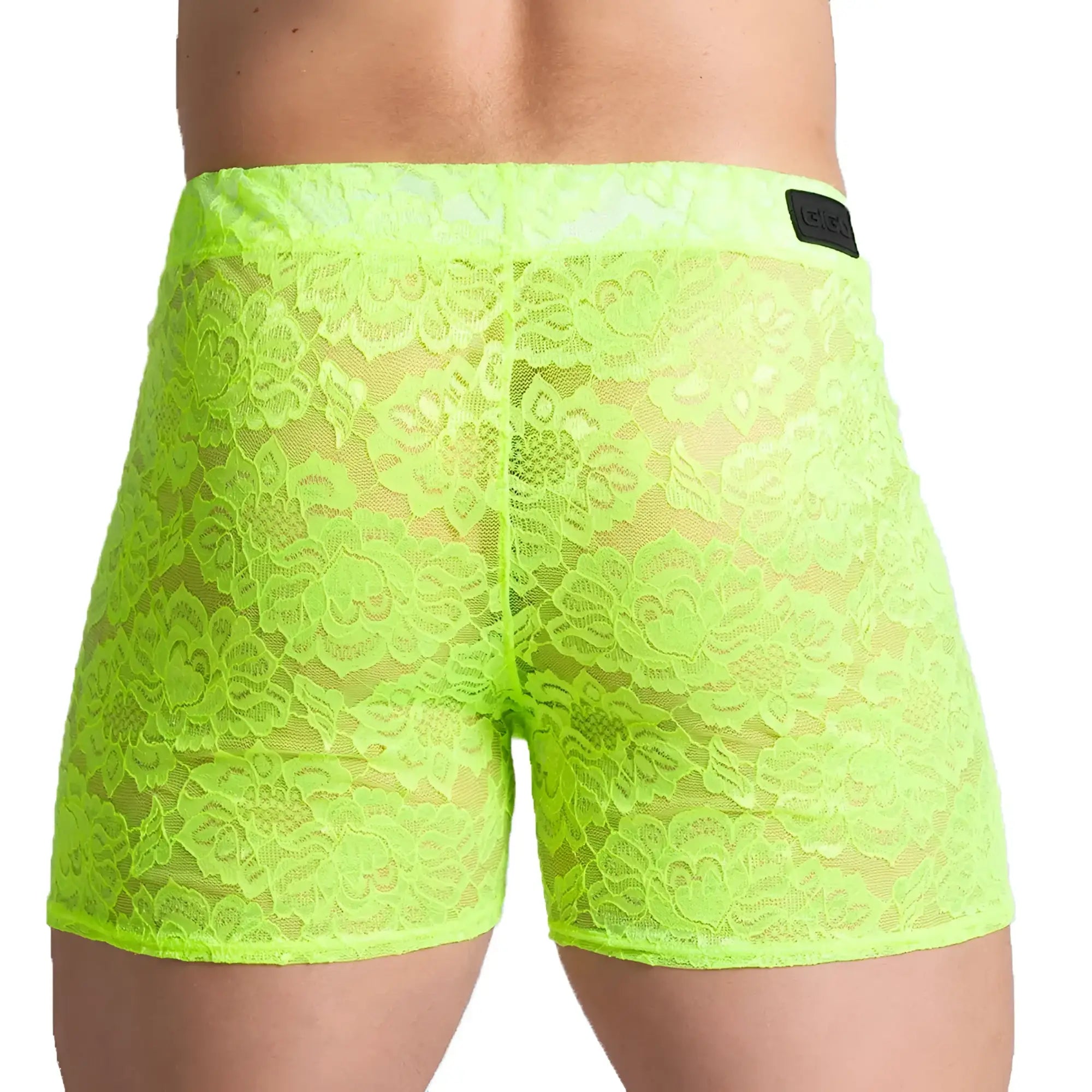 Neon green floral lace men’s briefs gigo paradise yellow hotshort with delicate intricate lace detailing