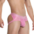 Pink niggo gigo prudence nude brief jockstrap with mesh panel and elastic waistband front view