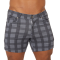Gigo social blue square short gray and black plaid tailored fit shorts perfect for casual wear