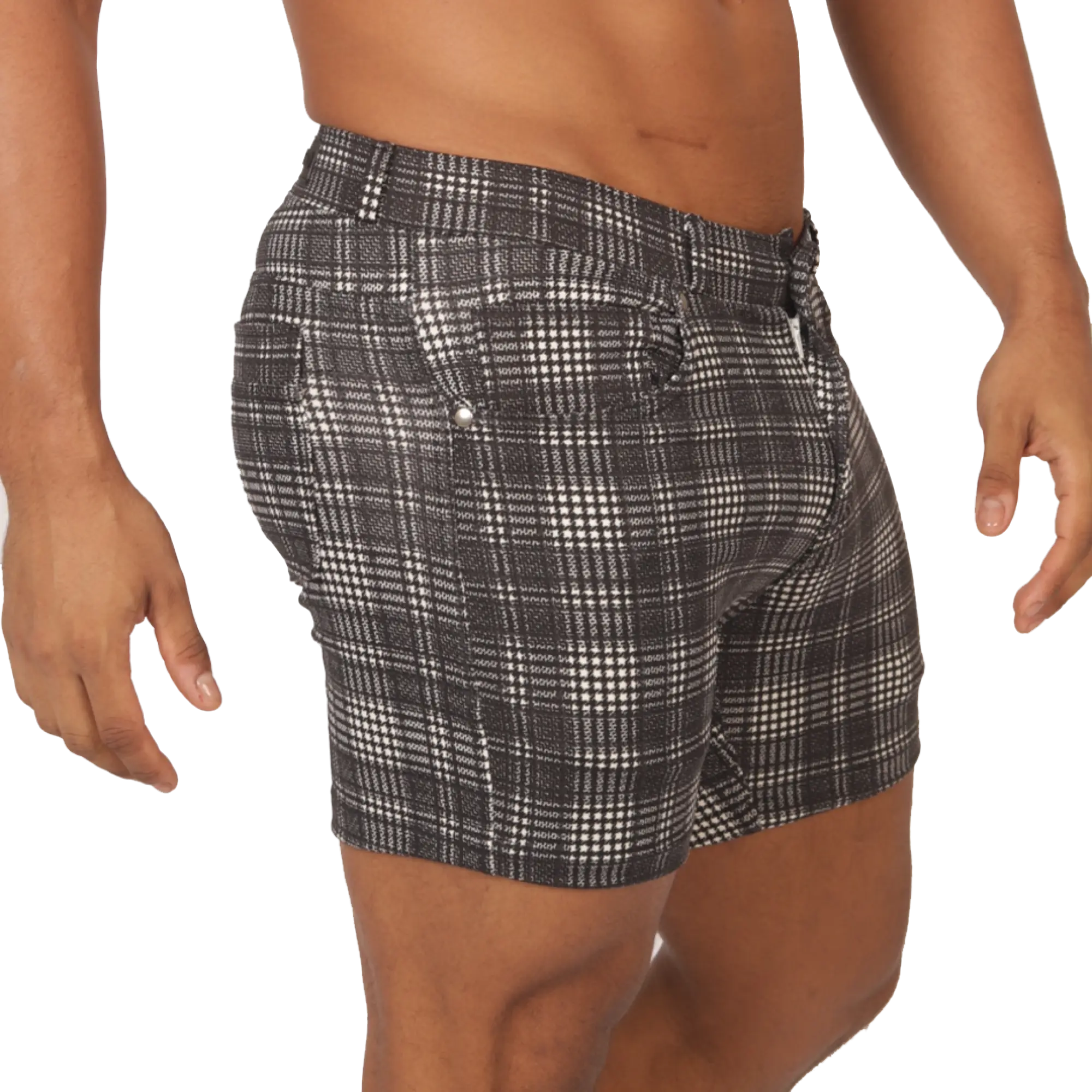 Gigo social gray square short black and white plaid tailored fit men’s shorts ideal for casual wear
