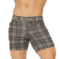 Dark green and white plaid gigo social green short with button closure made of comfortable fabric for casual wear