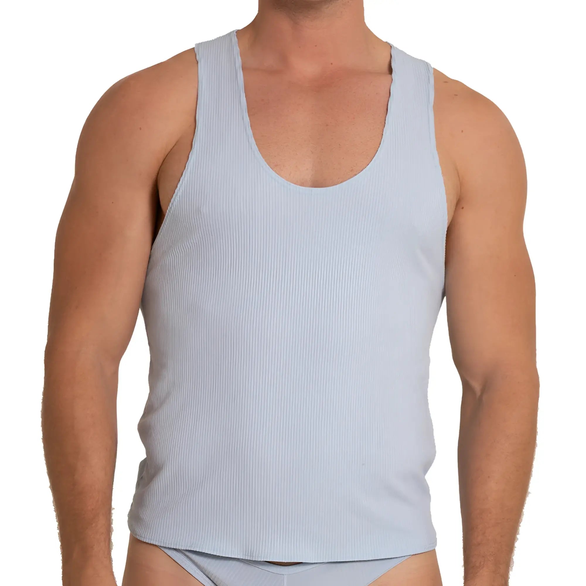 Light blue ribbed cotton tank top from gigo soft blue tank perfect for casual summer wear
