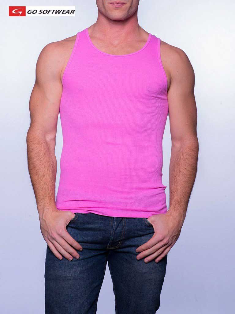 Camiseta sin mangas Go Softwear Cal. Guy RIB en color rosa intenso 4615, talla S