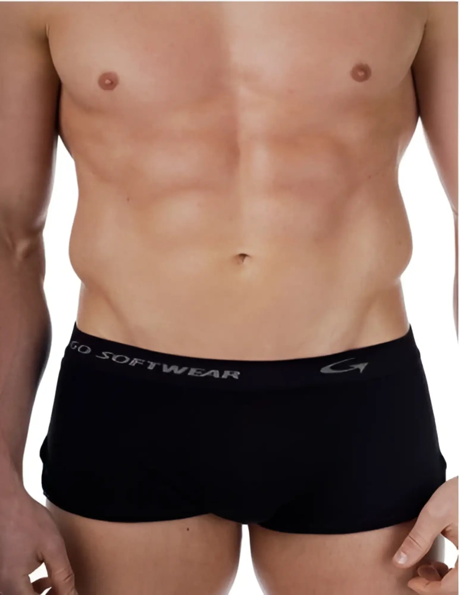 Black men’s briefs with gray softwear waistband astrology retro shorts capricorn black size m front view