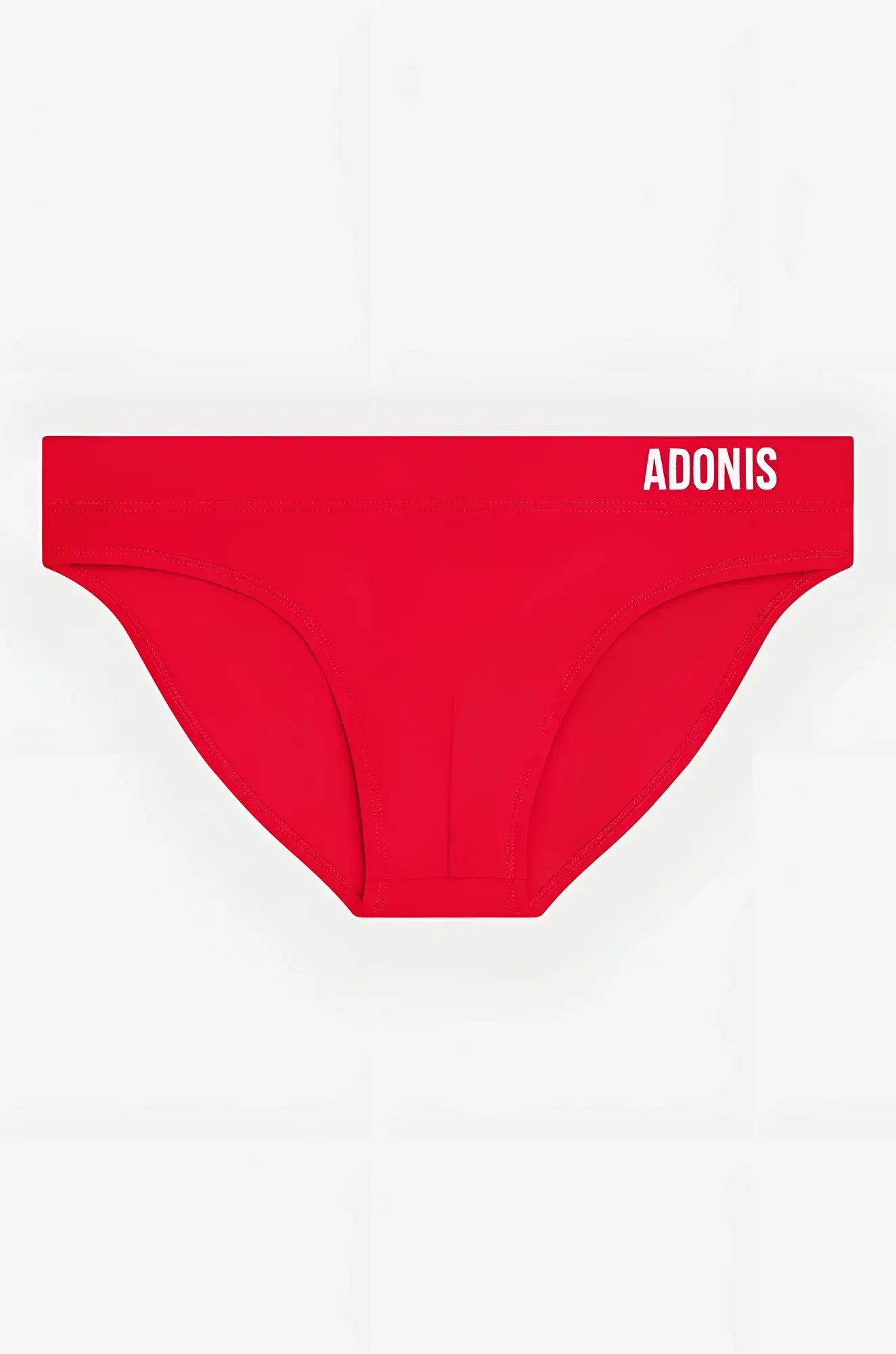 Goji berry swim brief by red adonis in bold minimalist design with smooth red fabric for comfortable swimwear use