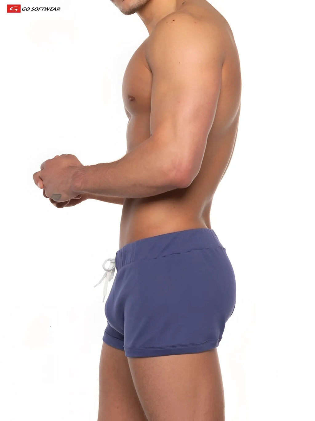 Blue gold coast lounge athletic shorts with white drawstring waistband designed for casual comfort