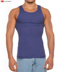 Blue ribbed tank top from go softwear made of soft fabric perfect for casual wear gold coast rib tank top