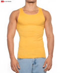 Yellow gold coast rib tank top with ribbed texture made from soft lightweight fabric for casual wear
