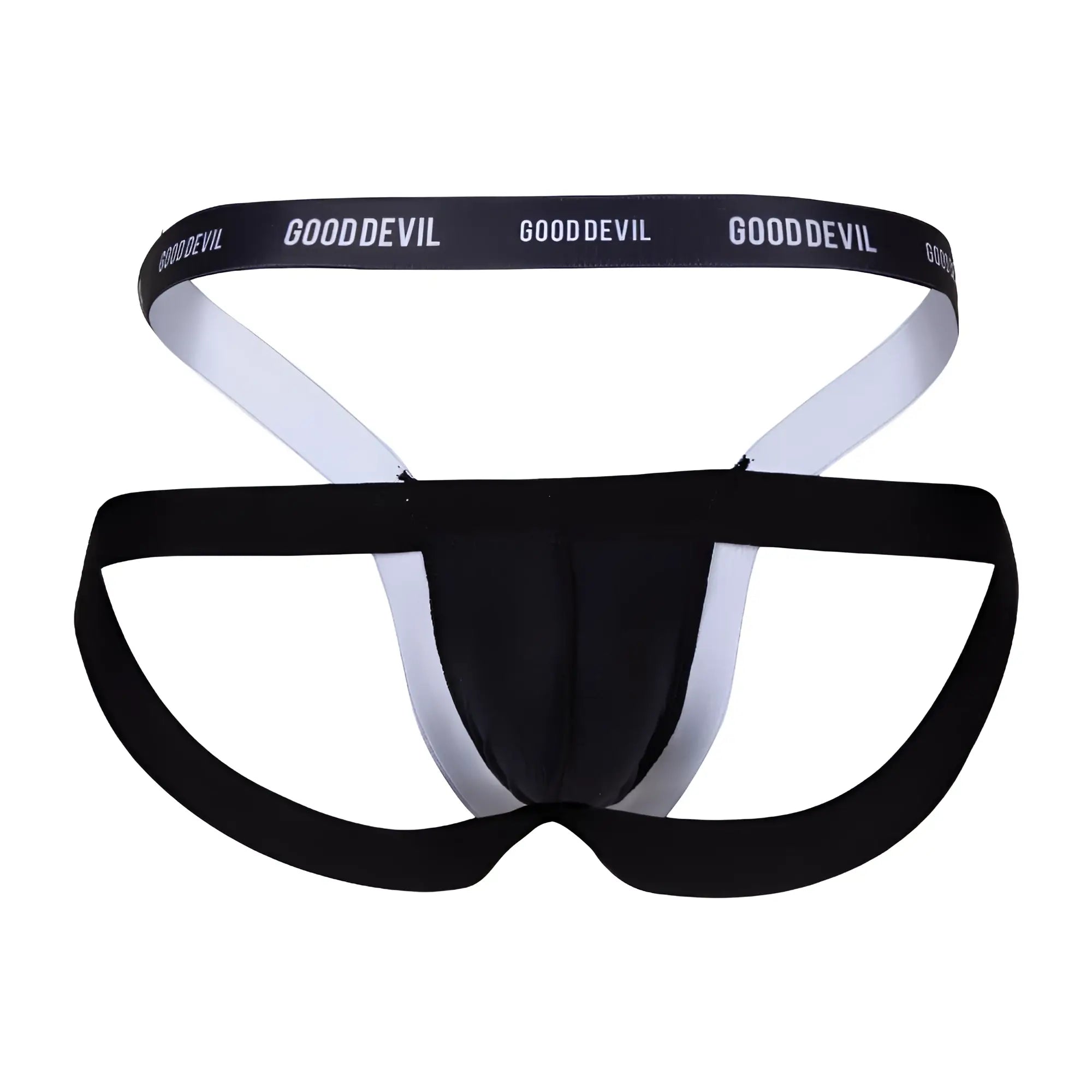 Black and white good devil men’s briefs with a sleek form-fitting design in GDE074 jockstrap style