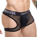 Black mesh thong with gooddevil branded waistband from the good devil gdk036 thong collection