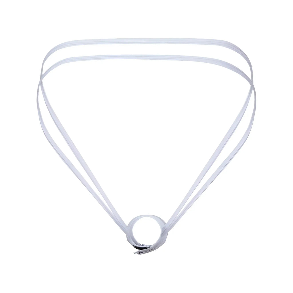 Good Devil GDU039 white double-strand ribbon necklace with simple circular clasp for elegant accessory wear