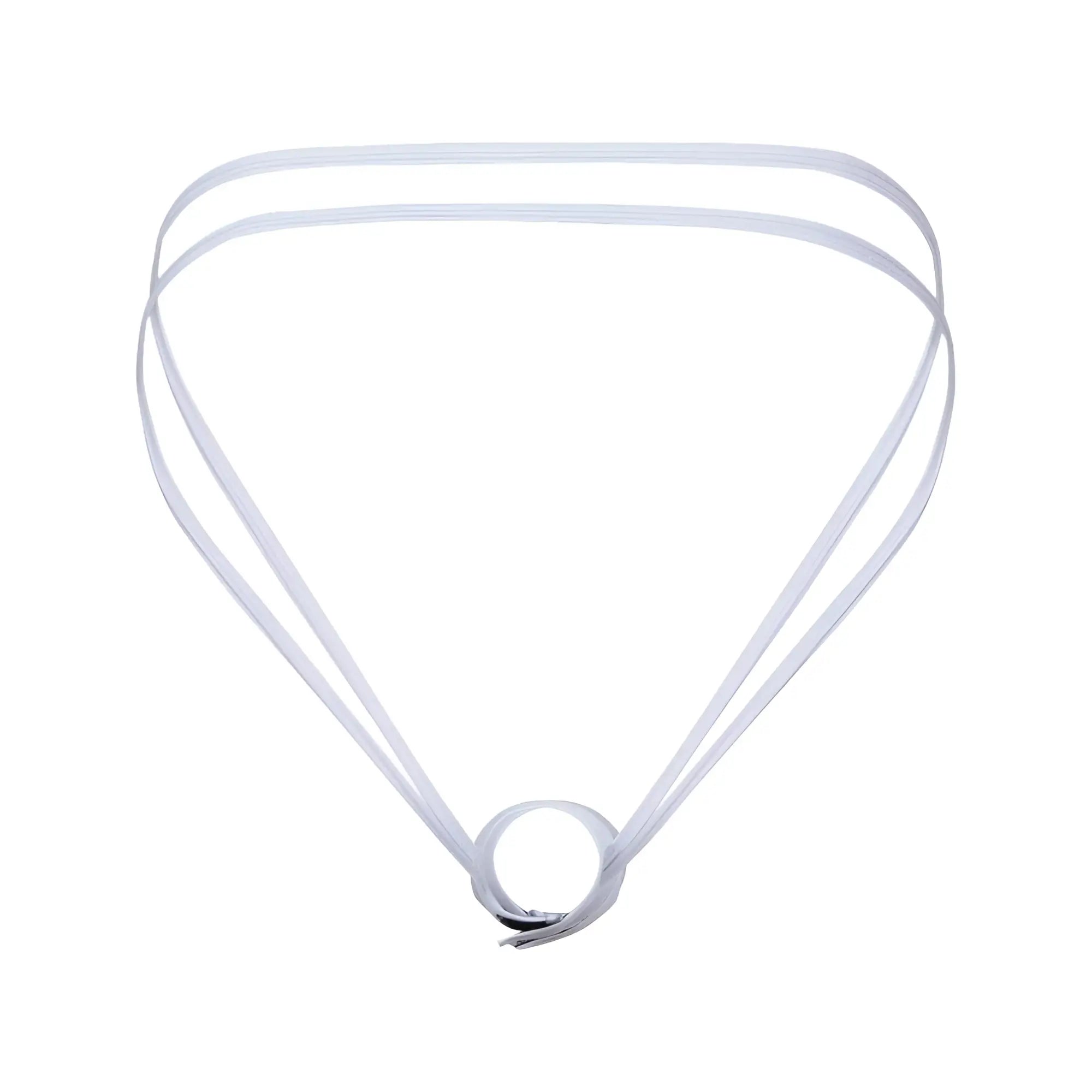 Good Devil GDU039 white double-strand ribbon necklace with simple circular clasp for elegant accessory wear
