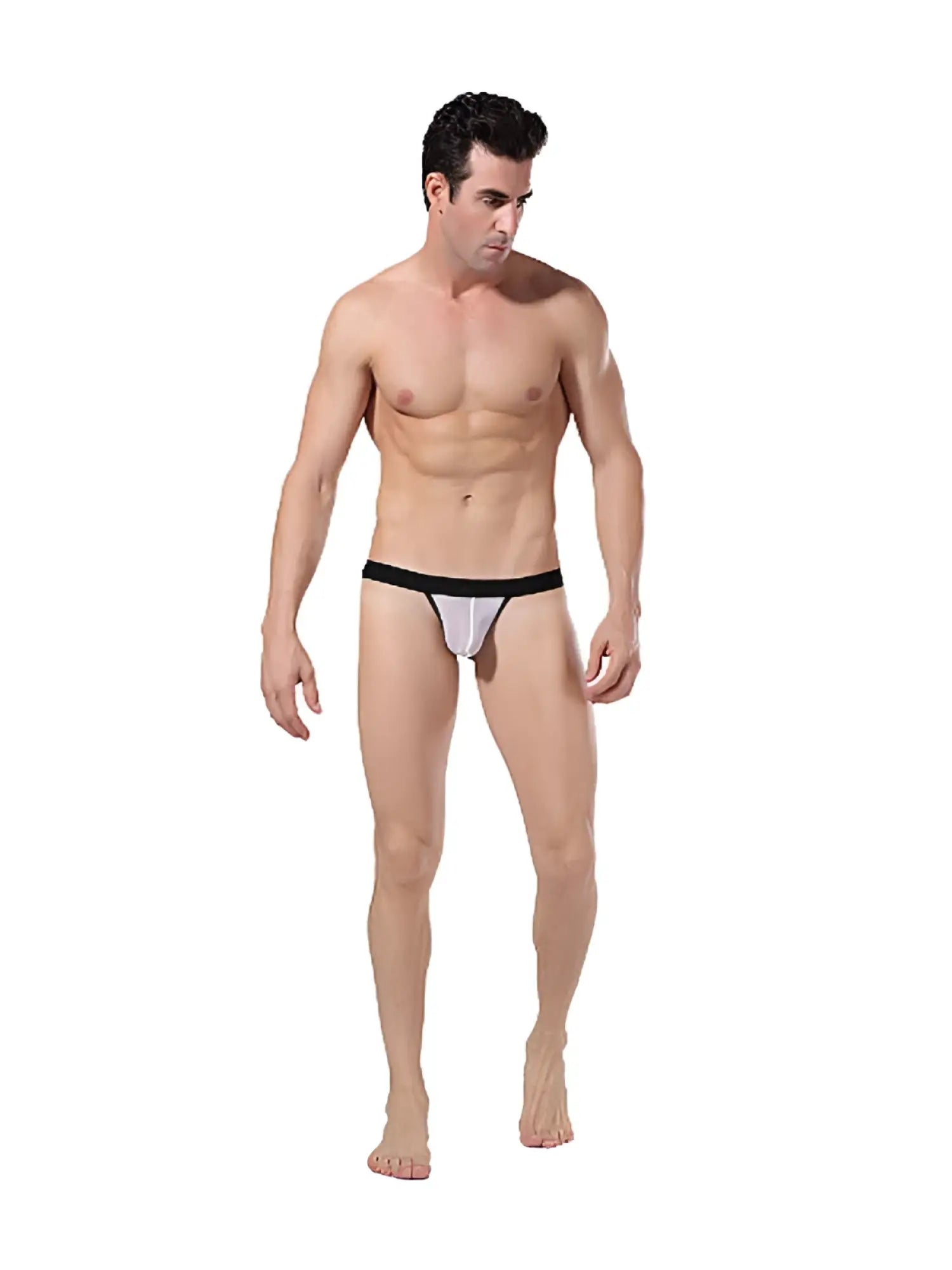 White and black sheer athletic jock strap underwear with sleek form-fitting design in size xl by goodfellas