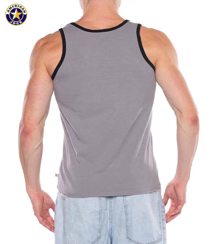 AMERICAN JOCK 8884 Men's Apex Block Tank Platinum