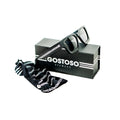 Black gostoso stripes sunglasses with sleek rectangular black and white frames and dark lenses for stylish sun protection