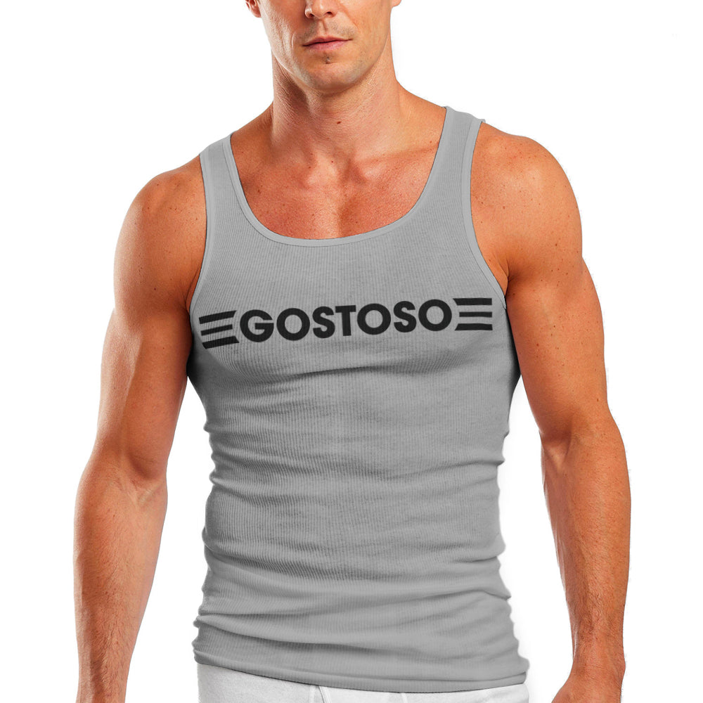 Geripptes Tanktop mit Logotipo-Streifen-Print von Gostoso in Hellgrau und Schwarz - Tanktops für Herren 