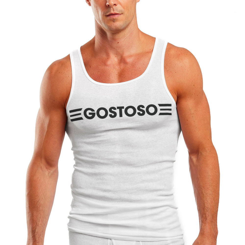 Geripptes Tanktop mit Logotipo-Streifen-Print von Gostoso in Weiß und Schwarz - Tanktops für Herren 