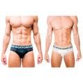 Black and white gostoso men’s mesh briefs with striped waistband in a 2-pack for comfortable everyday wear