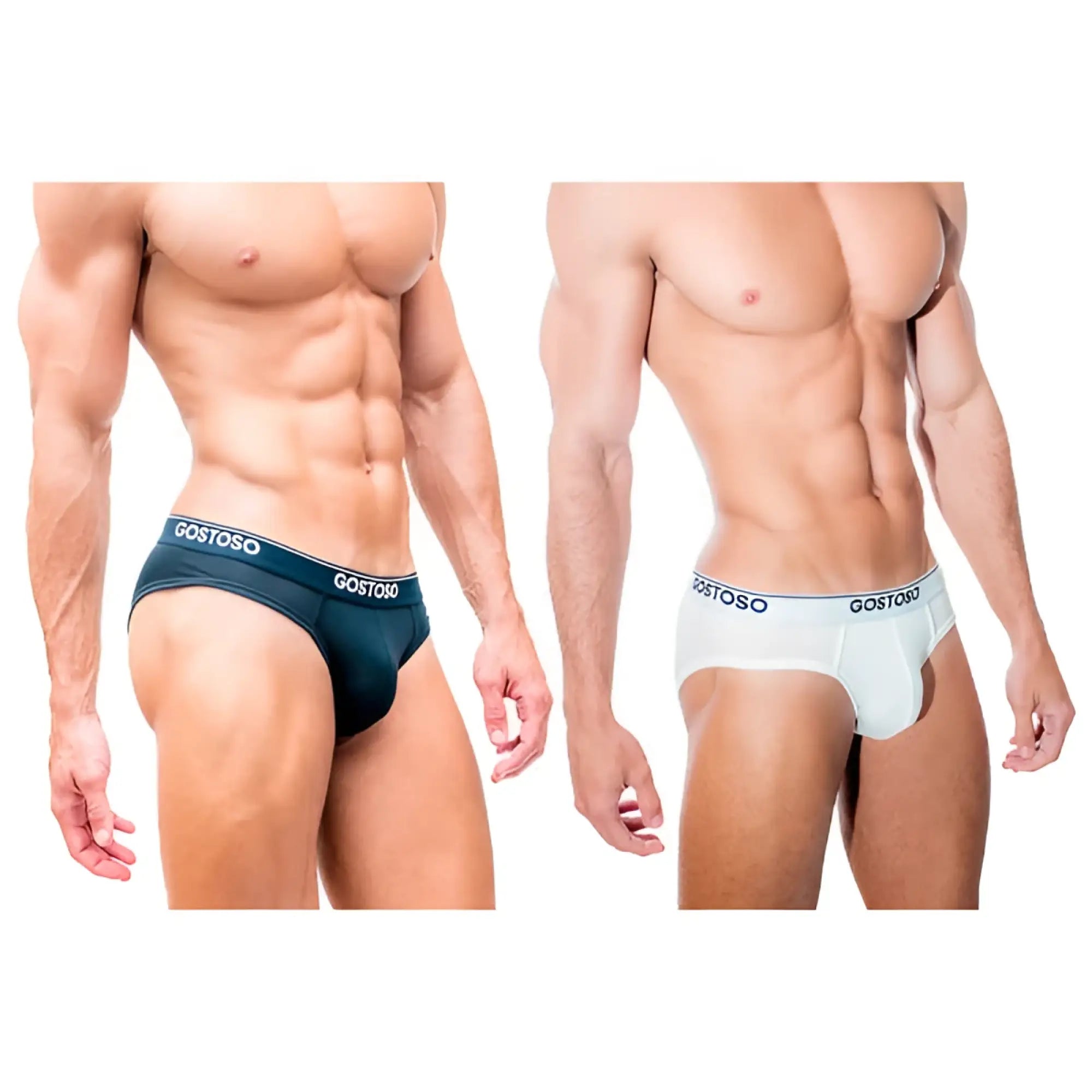 Black and white gostoso underwear solid briefs pack with snug fit and elastic waistbands for comfortable wear