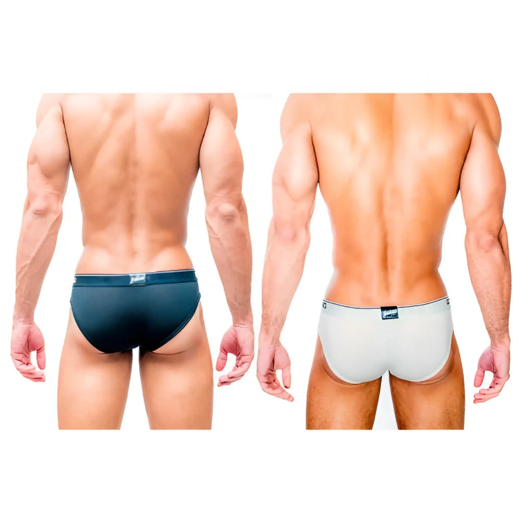 Gostoso underwear solid brief 2-pack featuring snug fit black and white briefs with elastic waistbands and subtle logos