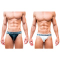 Black and white gostoso brand briefs with striped waistband designed for comfort and style in a 2-pack set