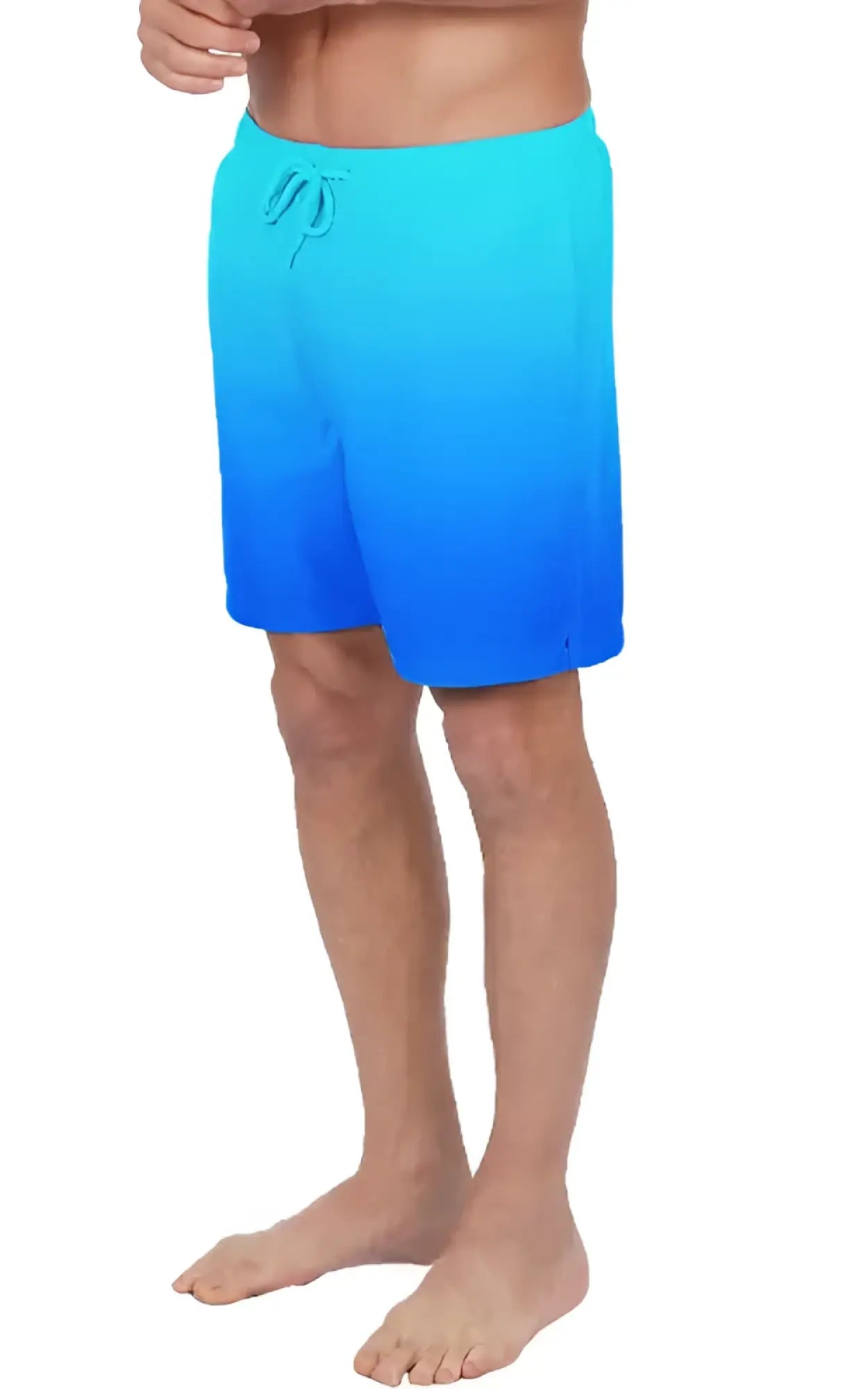 Blue gradient swim short with drawstring waistband designed for comfortable swimwear use