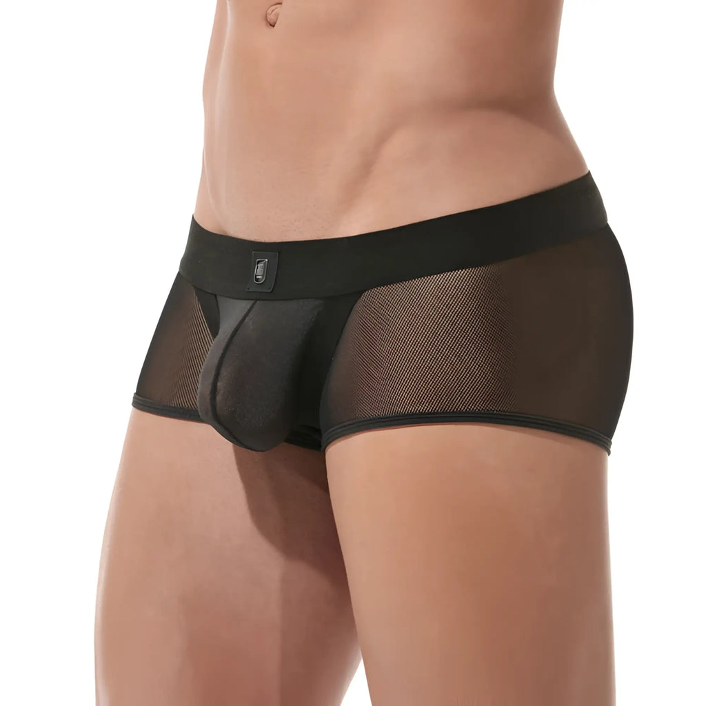 Gregg Homme avant-garde black mesh boxer briefs with solid waistband and central pouch size m