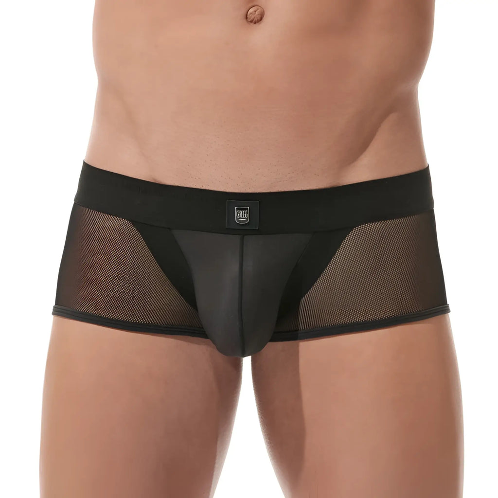 Black mesh Gregg homme avant-garde boxer brief underwear with solid waistband and brand tag size m