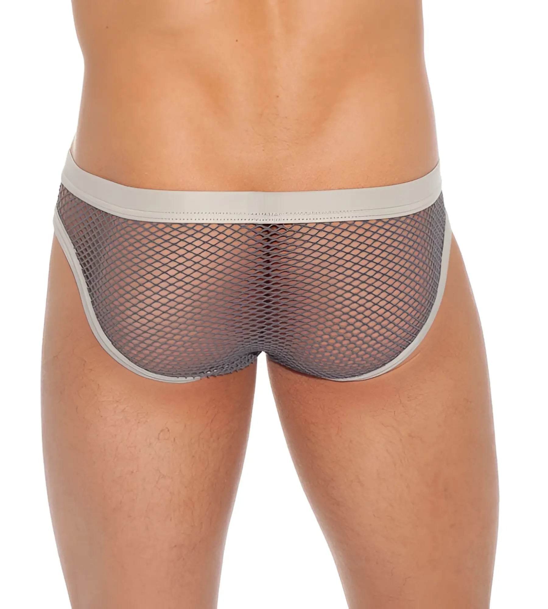 Gray mesh briefs with a solid light gray waistband from Gregg Homme beyond doubt in pewter size XL