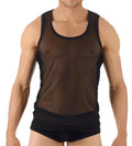Gregg Homme TRYST black mesh tank top with solid black trim around neckline and armholes size S