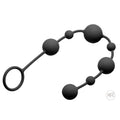 GreyGasms Linger silicone anal beads with a grey, graduating-size bead design and a circular handle on a white background.